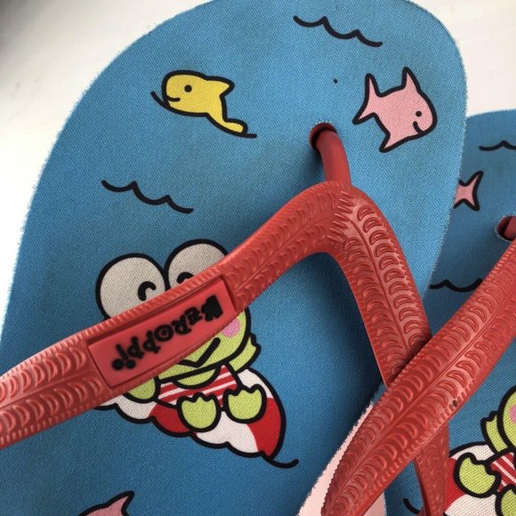 EUC KEROPPI Blue/Red Unisex Flip Flops Size Large - Picture 3 of 4
